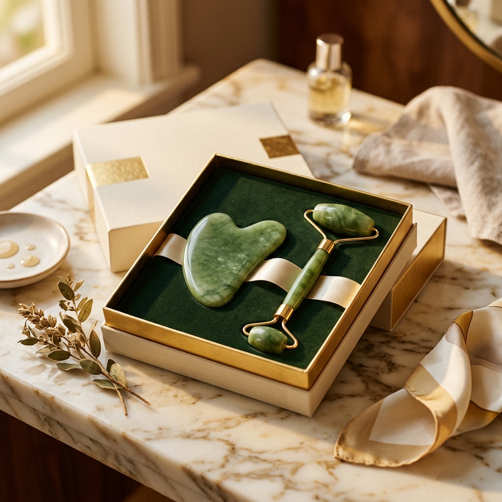 Gua Sha Facial Tool + Jade Roller Gift Set