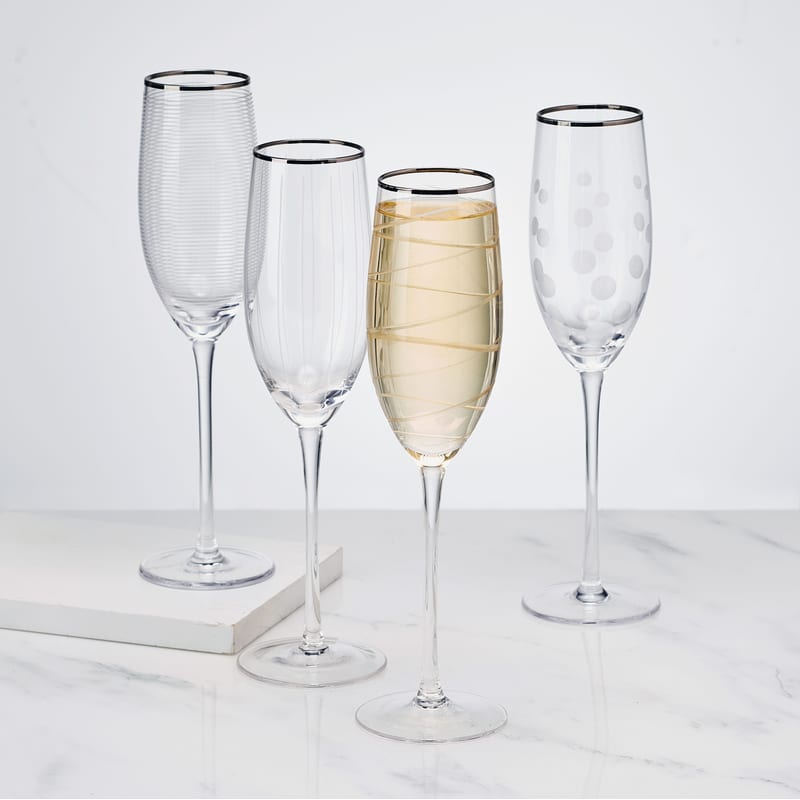 Mikasa Cheers Crystal Champagne Flutes Set of 4