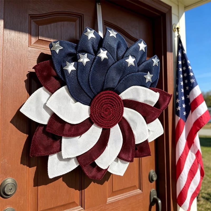 Patriotic Flower Door Wreath