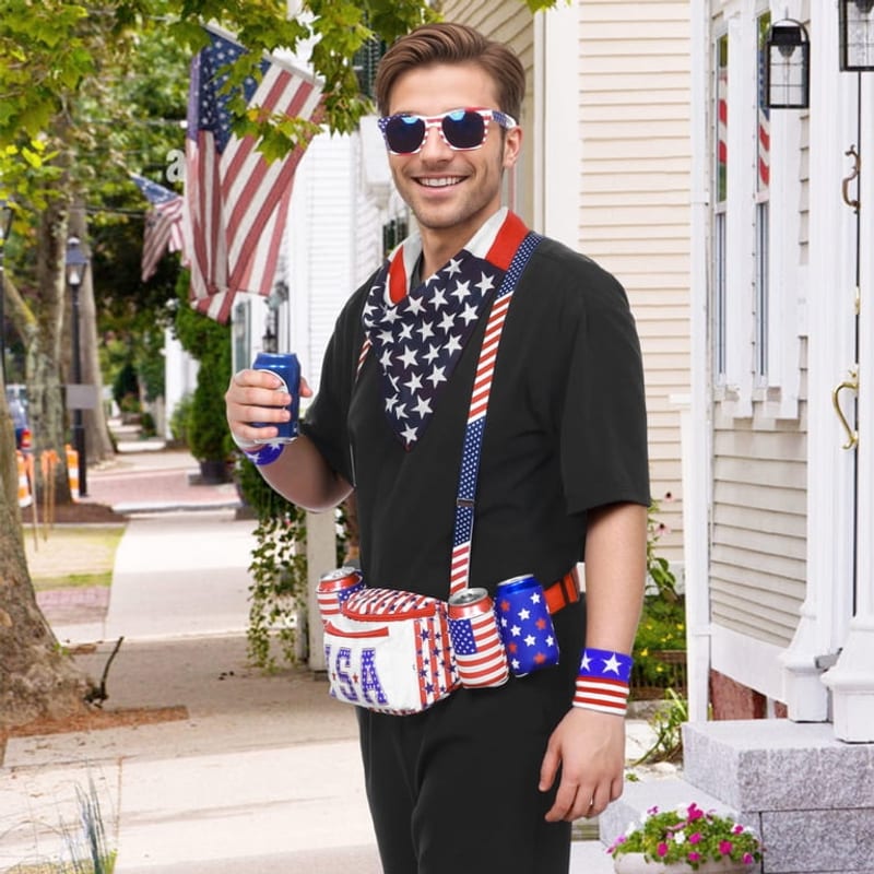 USA Flag Beer-Holster Fanny Pack