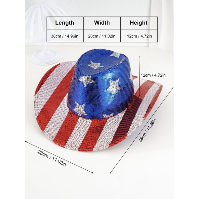 American Flag Sequin Cowboy Hat