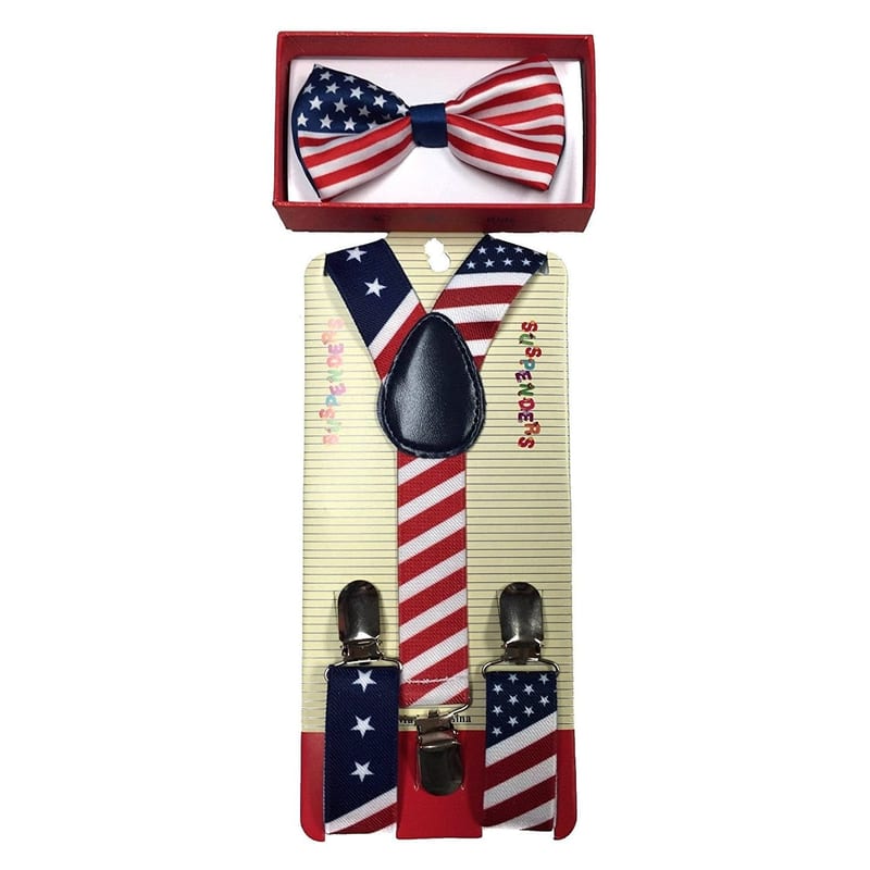 American Flag Suspenders and Bow Tie Set