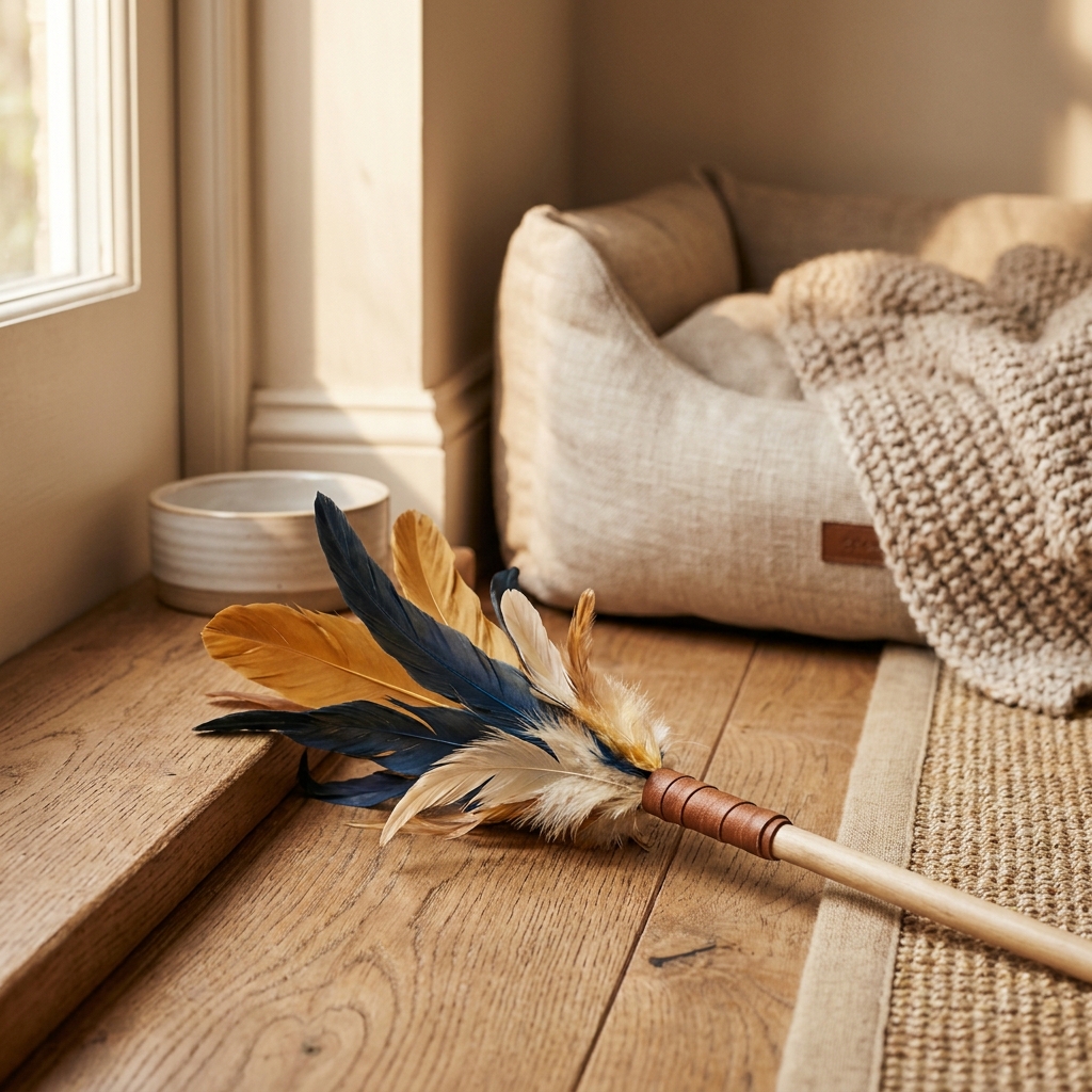 Interactive Feather Wand Cat Toy Telescoping