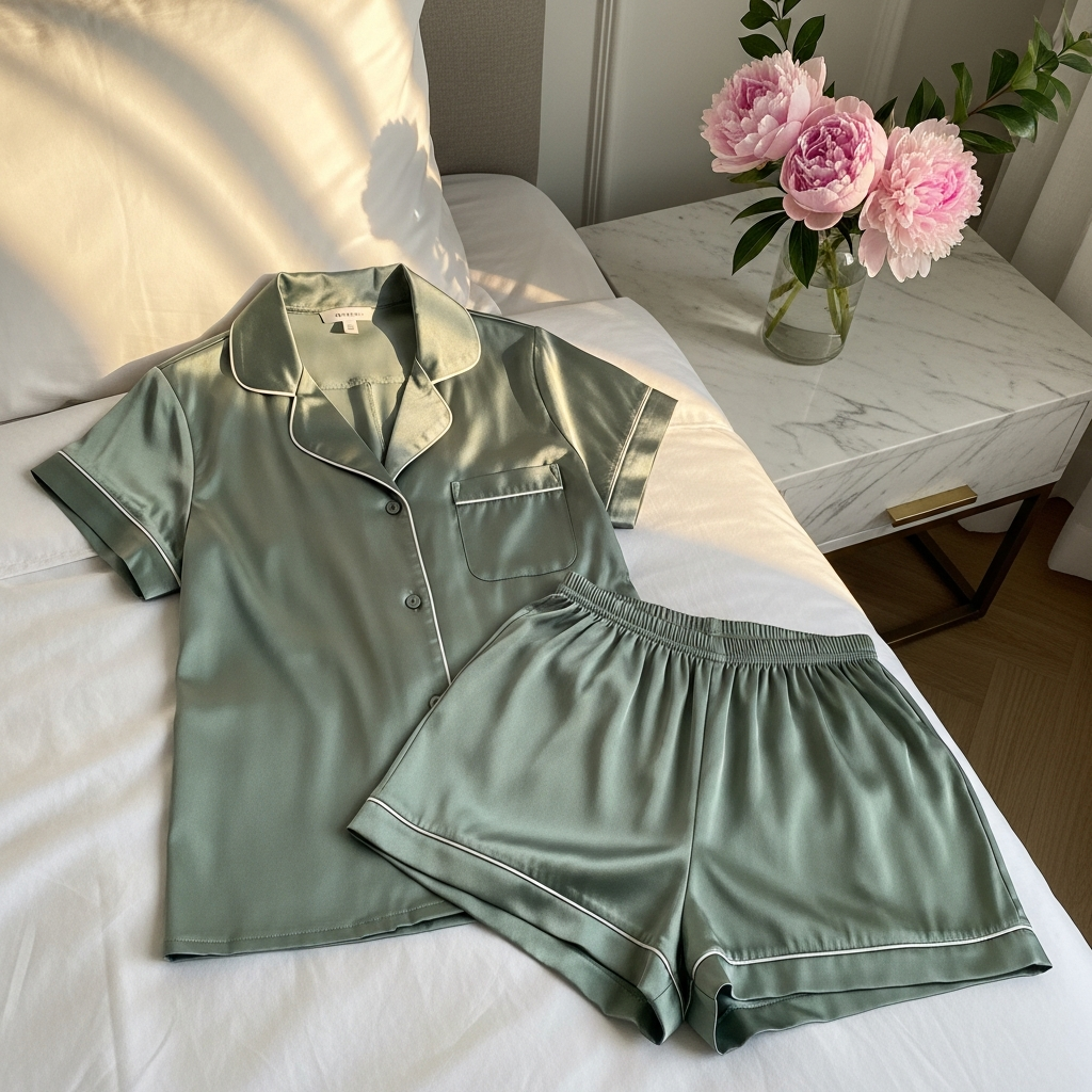 Satin Pajama Set (4-Piece)